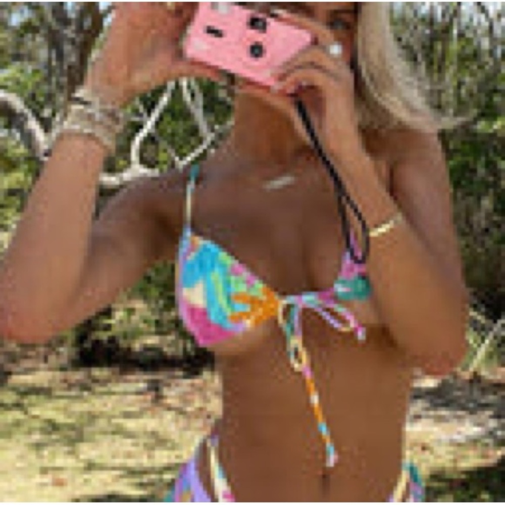 White Fox Keep Glowing Bikini Top in Cannes Print